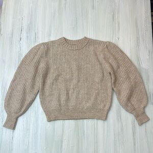 Scoop Ballon Sleeve Sweater Size Small In Oatmeal
